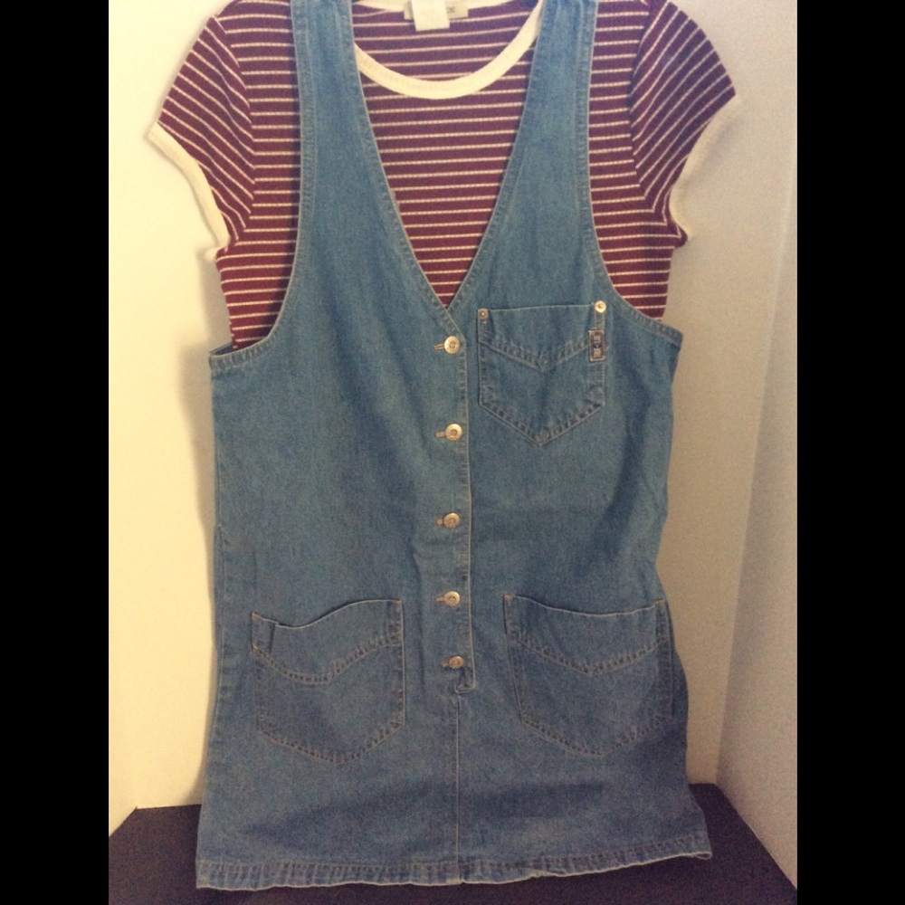 Vintage True Lue Denim overall Skirt Jumper